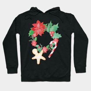 Merry Christmas Pattern (black background) Hoodie